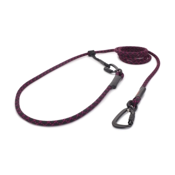 EASYLONG Hundeleine TWIST - M - 3,5m - schwarz mit pinken Stichen